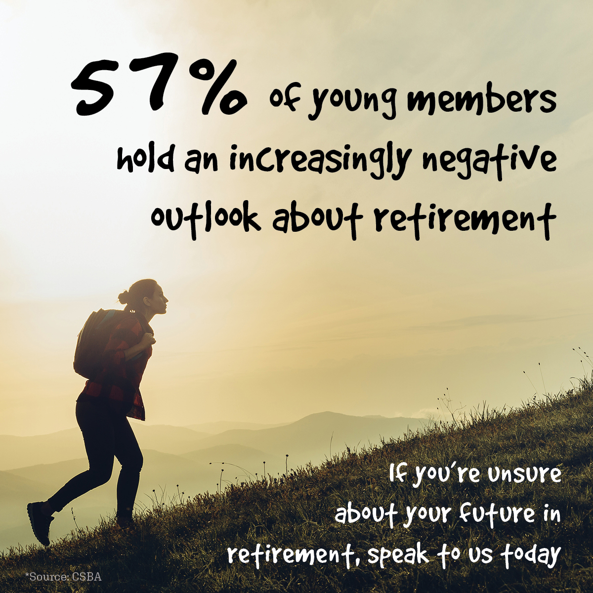 57% of young members hold an increasingly negative outlook about retirement.