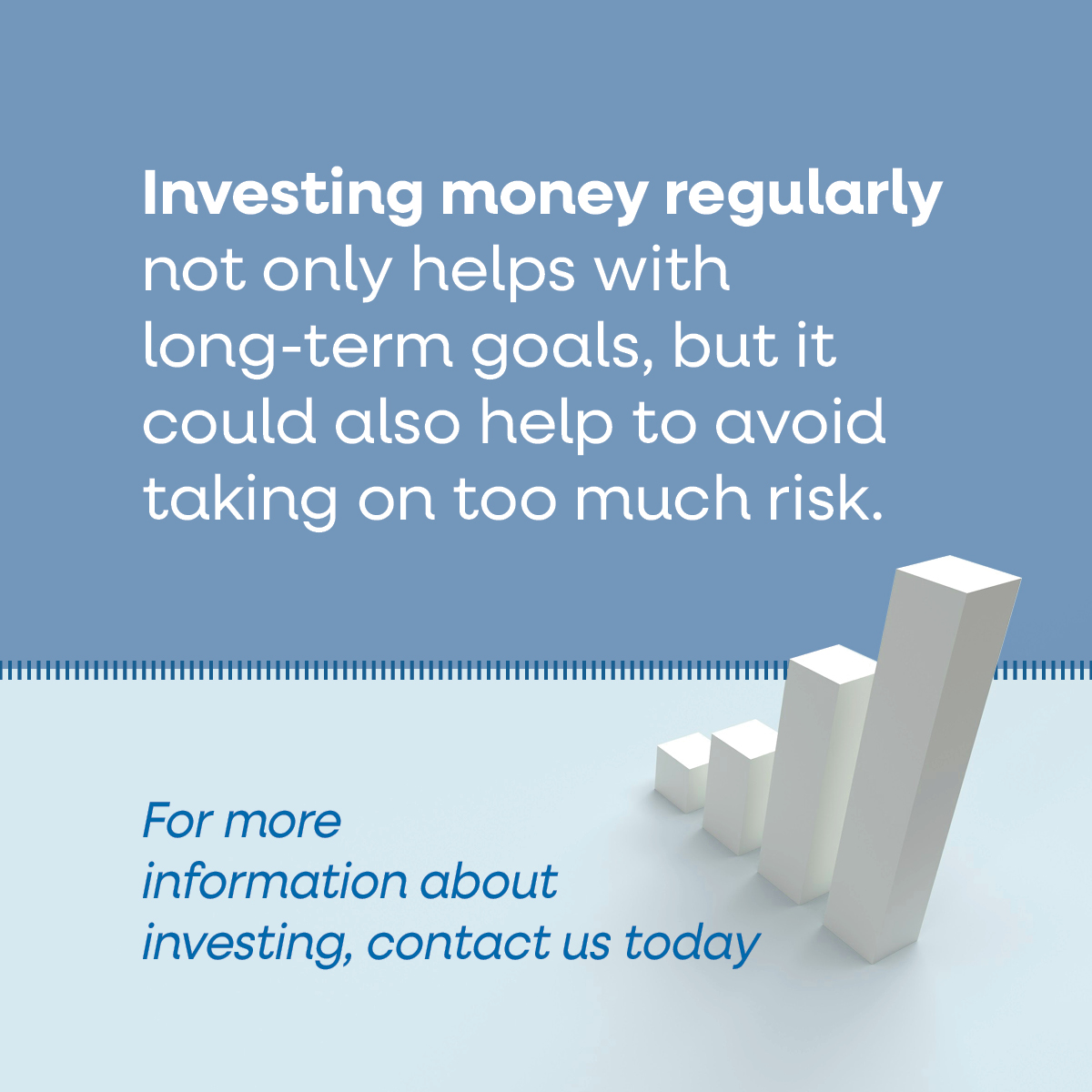 Investing money regularly not only helps with long-term goals