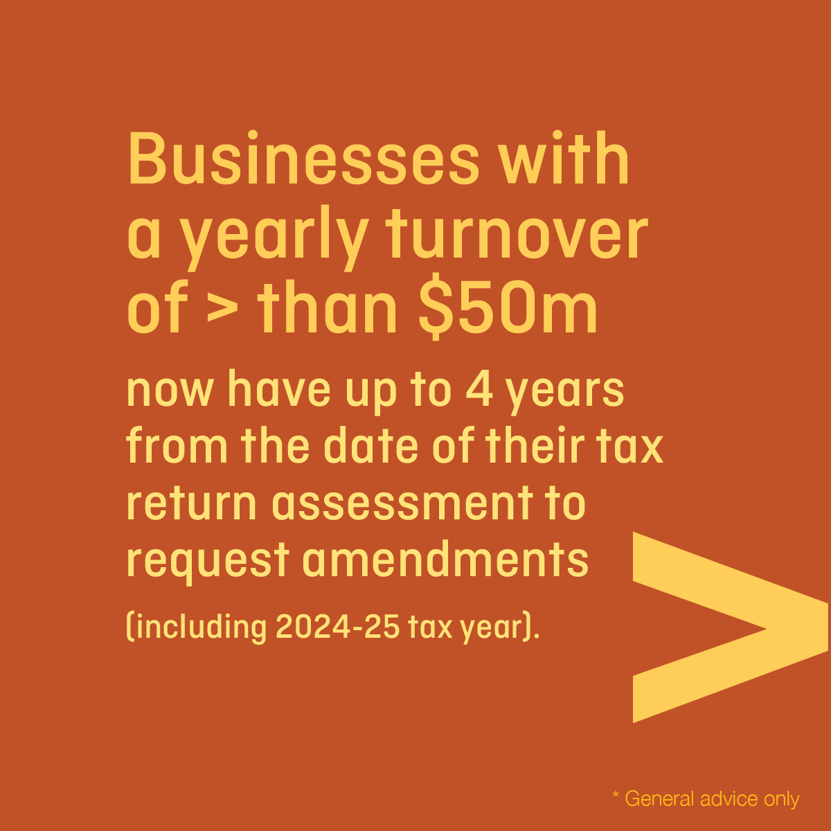 Businesses with a yearly turnover of > than $50m